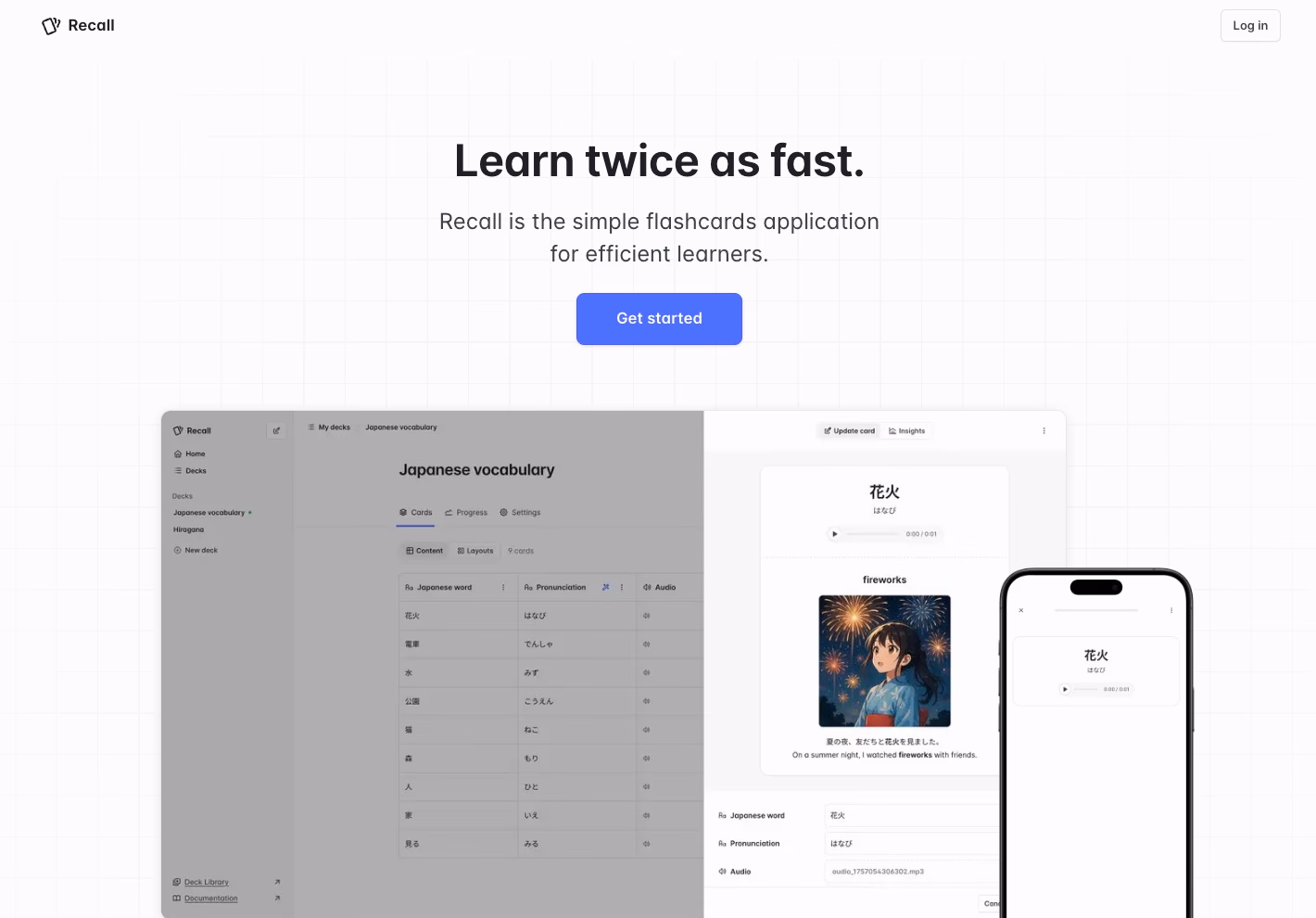 Japanese Flashcard App Recall