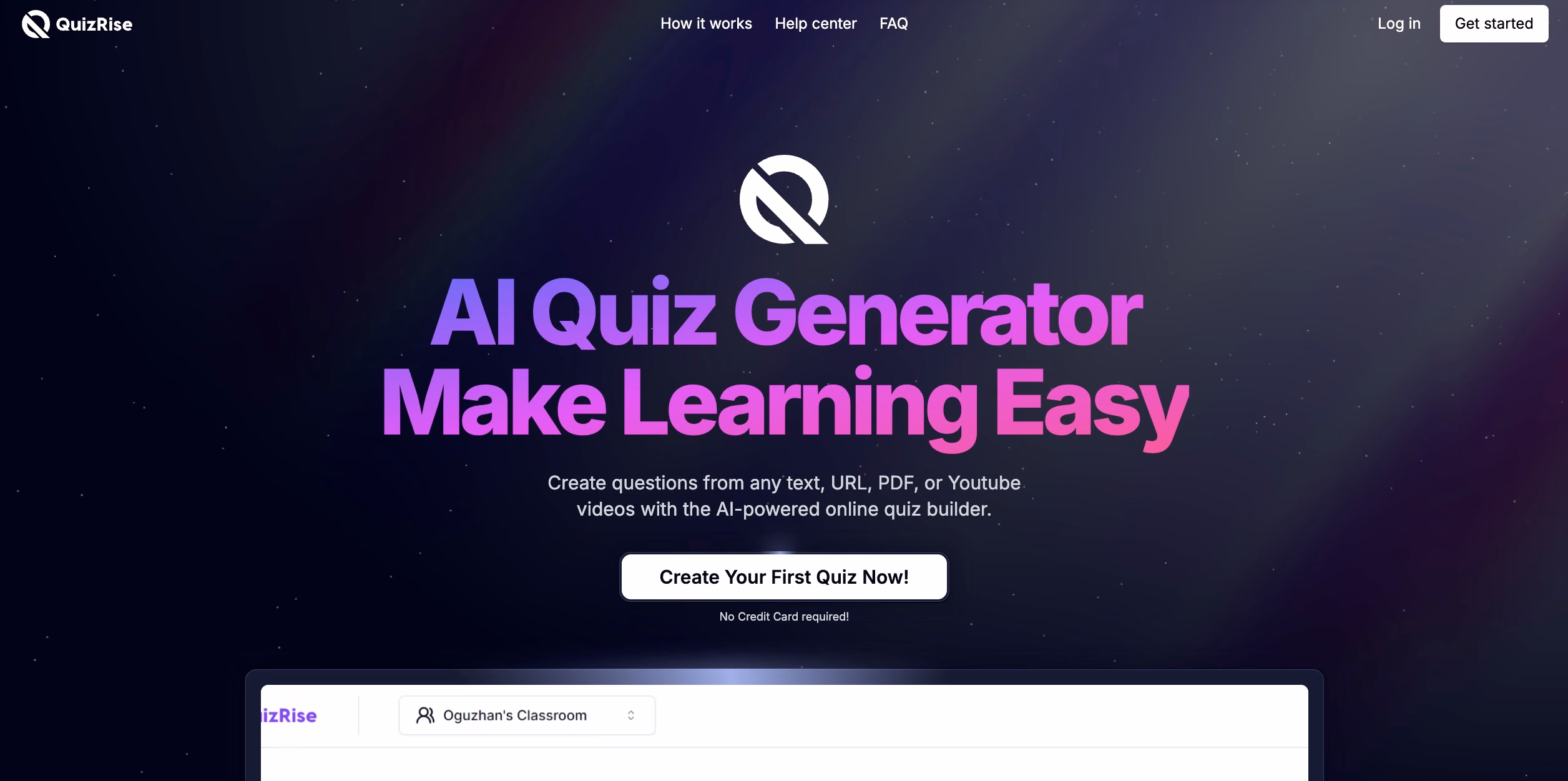 Quizrise Ai Quiz Generator Website